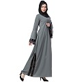 A-line abaya with Black sequins work- Grey A-line abaya with Black sequins work- Grey